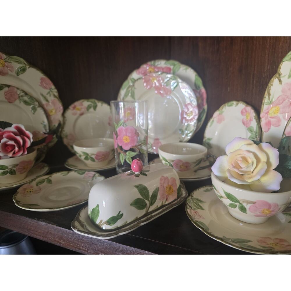 Vintage Franciscan Floral Ceramic Dinner Set Dinner Plate Cup Saucer Butter Dish - Picture 8 of 10